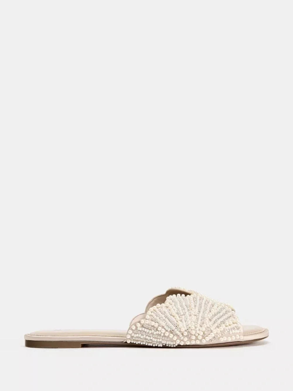 Beaded Shell Slide Sandals in Ivory NEW - Picture 4 of 7